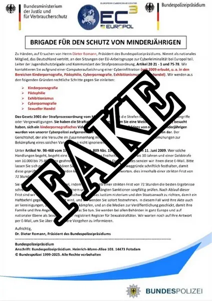 Advertencia de la policía alemana sobre correos electrónicos fraudulentos enviados en su nombre